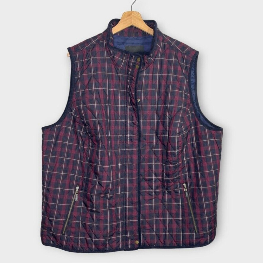 Talbots Plaid Quilted Vest - Red and Blue
